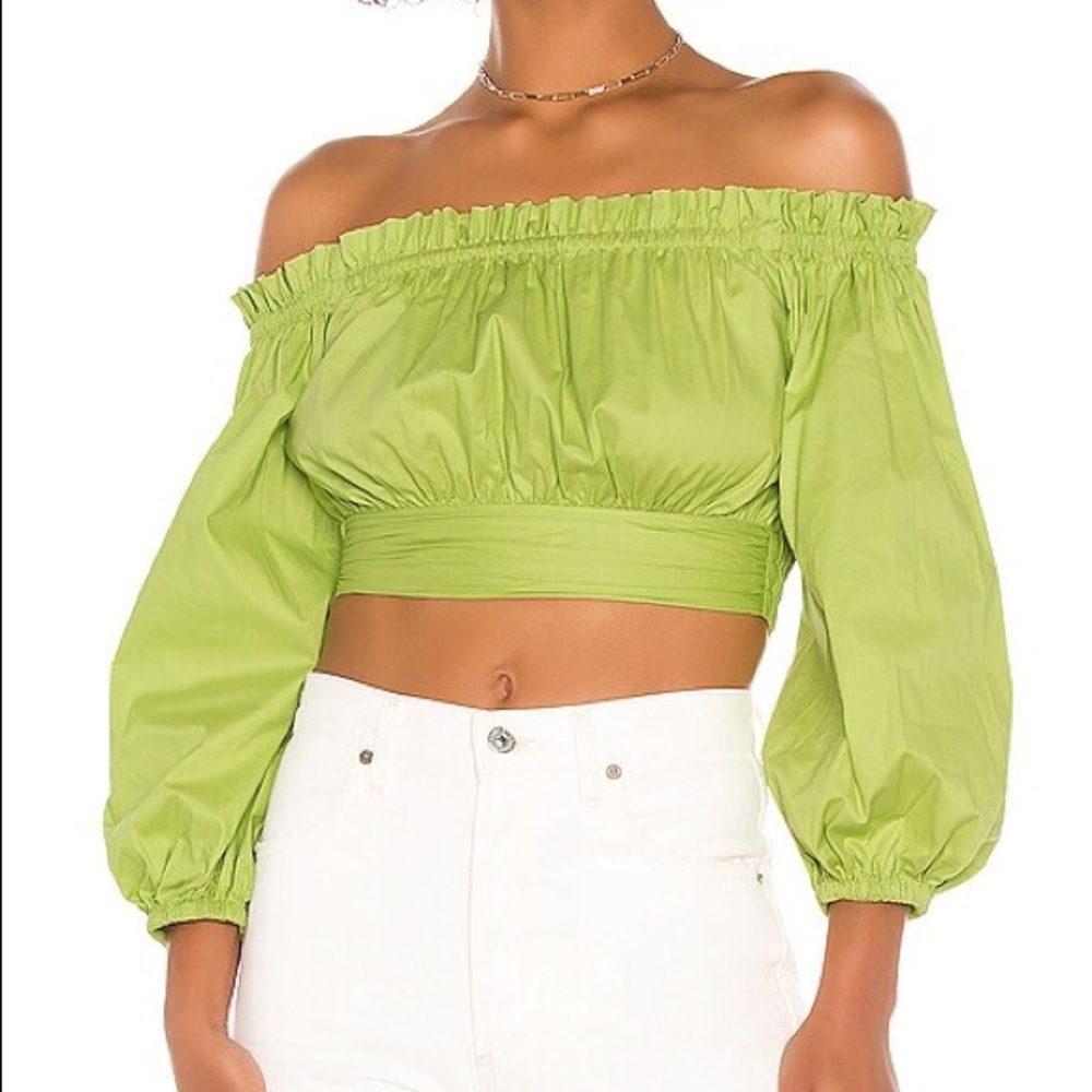 Song of Style Green Off-Shoulder Top